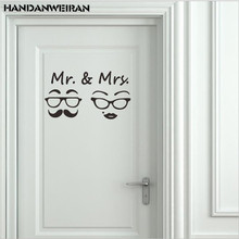 MR&MRS retro glasses for men and women wall stickers toilet bathroom signs for men and women door stickers  wall sticker 2024 - buy cheap