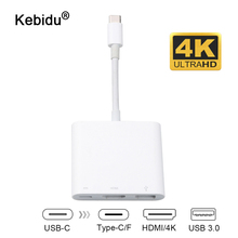 Kebidu-adaptador fêmea tipo c, 3 em 1, usb c hub para usb com conversor de carregamento para novo macbook 2024 - compre barato
