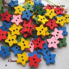 100pcs 13mm Mixed Colors 2 Holes Star Wooden Buttons Fit Sewing Scrapbook and Craft 2024 - buy cheap