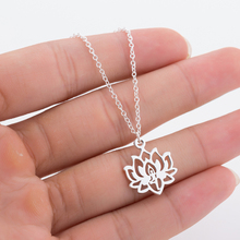 Yoga Lotus Pendant Necklaces Women Stainless Steel Choker Fashion Jewerly 2019 Choker Necklace Long Chain Necklaces 2024 - buy cheap