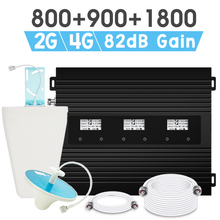 Walokcon 2g 4g трехполосный усилитель сигнала 800 900 1800 LTE GSM DCS сотовый ретранслятор 800/900/1800mhz 4GLTE усилитель 82dB усиление LCD 2024 - купить недорого