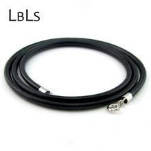 Leather Cord for jewelry Black Round Real Genuine Leather Cords Necklace 925 Sterling Silver Clasp Leather Cord 1.5mm/2mm/3mm 2024 - buy cheap