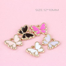 Newest 50PCS 12*10MM Little Enamel Alloy Butterfly Shape DIY Jewelry Necklace Pendant Oil Drop Metal Phone Chain Ornament Craft 2024 - buy cheap