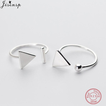 Jisensp-anel de prata esterlina 925, joia geométrica empilhável, redondo, triangular, aberto, presente, joias para casamento, mulheres 2024 - compre barato