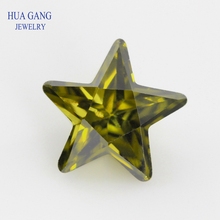 5A Peridot Star Shape Brilliant Cut CZ Stone Synthetic Gems Cubic Zirconia For Jewelry Size 2.5x2.5~12x12mm Free Shipping 2024 - buy cheap