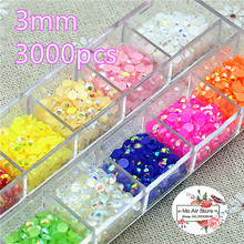 3000pcs/lot 3mm 12 color Jelly rhinestones Flatback half round Beads Jewelry Crafts Decoration ScrapBooking 2024 - buy cheap