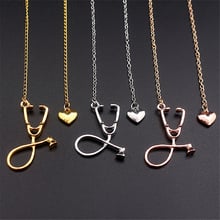 NEW  Medical Equipment Colorful Nurse Heart Stethoscope Necklace Nursing Jewelry Medicine Graduation Gifts student Bijoux Femme 2024 - buy cheap