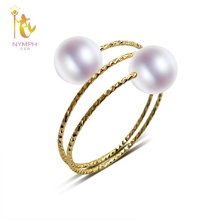 NYMPH-anillos de oro amarillo de 18K para mujer, anillos de perlas naturales de agua dulce, AU750, marcas de boda finas, caja de compromiso para fiesta a la moda, J302 2024 - compra barato