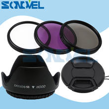 55 мм UV CPL FLD Набор фильтров для объектива + крышка для объектива + Цветочная бленда для объектива Nikon D5600 D5500 D5300 D5100 D3400 D7500 D750 с фотографией 18-55 мм 2024 - купить недорого