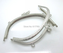Free Shipping-1PC Silver Tone Heart Purse Bag Metal Frame Kiss Clasp Lock Handle 16.5x8.5cm(6 4/8"x3 3/8") J2631 2024 - buy cheap