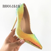 2019 Brand Shoes Woman High Heels Pumps High Heels Women Shoes party Wedding Shoes Pumps Gradient Snake print Shoes Thin Heel 2024 - buy cheap