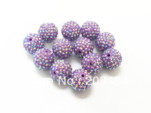 20mm 100 pçs/lote Light Purple AB(#57) Resina Strass Bola Contas, Chunky Beads Para Crianças Fazer Jóia 2024 - compre barato