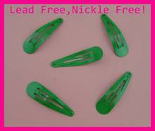 50PCS 5.0cm 2.0" Grass Green Tear Drop Round Head No hole Plain Metal Snap hair Clips hairpins nickle free and lead free 2024 - buy cheap