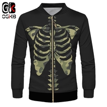 OGKB-Chaqueta con cremallera para hombre, abrigo informal con estampado de camuflaje y esqueleto, de gran tamaño, creativo e interesante, color negro, impresión en 3D divertida, 6XL 2024 - compra barato