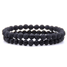 Niuyitid pulseira de pedra de lava 6mm, pulseira para homens e mulheres, bracelete de joias para casal, pulseira de pedra natural 2024 - compre barato