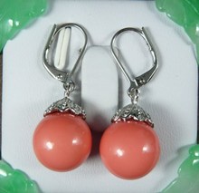 shipping@@ Gift - natural sallei nanyang pearl powder coral 10mm shell bead drop earring laciness cap 6.10 Fine Factory direct  2024 - buy cheap