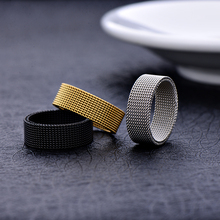 Wholesale low price stainless steel gold black color 8MM mesh finger ring fashion unisex jewelry 7-10# anel bague 2024 - buy cheap