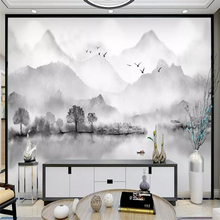 Papel pintado decorativo serie nuevo chino pintado a mano líneas abstractas tinta fondo de pared de paisaje pintura decorativa 2024 - compra barato