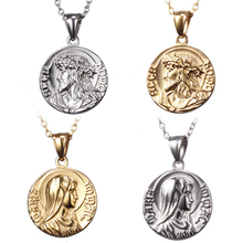 Fashion Gold Color And Silver Color Charm Jesus Virgin Mary Religion Coin Pendant Necklace Jewelry For Men Women Gifts 2024 - buy cheap