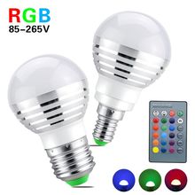 Lámpara Led RGB E14 y E27, foco de noche mágico con control remoto IR, decoración de vacaciones, iluminación nocturna, 85-265V, 1 Uds. 2024 - compra barato