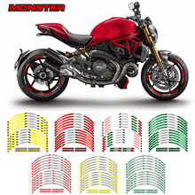 Adesivo de aro de motocicleta para rodas e extremidades frontais e traseiras, decalque reflexivo para rodas para ducati monster 695, 696, 796, 1100 e 1100s 2024 - compre barato