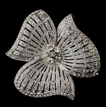 2.2" Classic Three Petals CZ Rhinestone Crystal Diamante Floral Wedding Brooches Vintage Style Rhodium Silver Tone 2024 - buy cheap
