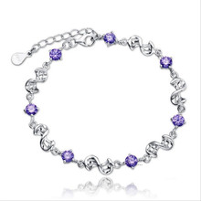 LUKENI New Fashion Purple Crystal Women Bracelets Jewelry Charm 925 Sterling Silver Anklets For Girl Lady Party Accessories Gift 2024 - buy cheap