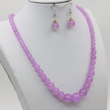 Natural Stone Purple Jades Necklace Earring Sets 6-14mm Hand Made Beads Jewelry Woman Gifts Christmas Accessories Wholesale 2024 - buy cheap