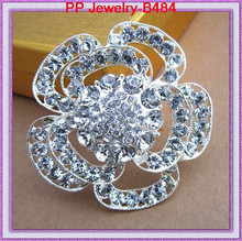 Silver Color Big Flower Brooch With Clear Diamante Crystals Luxury Wedding Bouquet Brooch 2024 - buy cheap