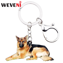 WEVENI Acrylic German Shepherd Dog Key Chains Keychains Holder Animal Jewelry For Women Girls Pet Lovers Bag Car Purse Charms 2024 - buy cheap