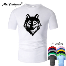 Camiseta de algodón con cuello redondo para hombre y mujer, camisa de manga corta con diseño de Lobo, informal, a la moda, m01013 2024 - compra barato
