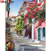 Cuadro de diamantes 5D con bordado de paisaje de imitación, arte de pared, cuadrado, pintura de diamantes, ciudad, decoración del hogar XY1 2024 - compra barato