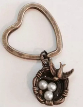 BIRD NEST&PEARL EGGS Key Chain Ring Vintage Bronze Charm Heart Keychain For Keys Car Key Ring  Bag Jewelry  Gift  DIY 2024 - buy cheap