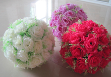 Free shipping by EMS 30cm*12 pcs Rose kissing ball artificial silk flower wedding decoration Flower Decor 2024 - buy cheap
