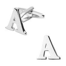 Fashionable man shirt cuff links glossy silvery letter A cufflinks English letters cufflinks / 5 on packing/free shipping 2024 - buy cheap