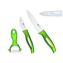 Cerámica xyj Cuchillos conjunto 3 pulgadas paring 5 pulgadas rebanar cuchillo de fruta + Peeler verde mango lámina blanca cocina Herramientas cuchillos de cocina 2024 - compra barato