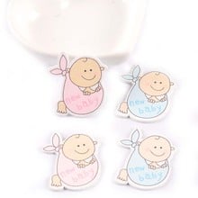 Lovely Blue/pink Baby Painted Wood Craft Decoration Embellishments DIY For Scrapbooking Unfinished Wooden 30x33mm 20pcs M0110 2024 - buy cheap