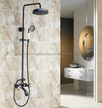 Black Oil Rubbed Brass Bathroom 7.7" Rainfall Shower Head Bathtub Faucet Bath Shower Faucet Set with Handheld Shower Nhg118 2024 - buy cheap