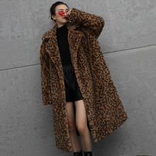Leopard Print Faux Fur Coat 2019 Winter Warm Luxury Teddy Plush Overcoat Vintage Thicker Streetwear Woman Long Fur Coats 2024 - buy cheap
