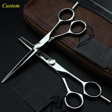 Custom name japan 440c 5.5 / 6 inch hair cutting scissors barber makas thinning shears haircut scissor hairdressing scissors set 2024 - buy cheap