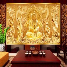 Papel de pared de Beibehang para paredes, foto de fondo de TV papel tapiz de sala de estar, Buda dorado, Guanyin, personalizado, cualquier tamaño 2024 - compra barato