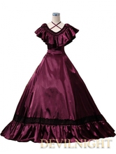 Vestido victoriano rojo vino, Edwardian, Belle, juego de vestir 2024 - compra barato