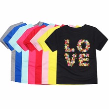 Camiseta floral de manga curta, blusa de manga curta para meninas de 2 a 14 anos, roupa de bebê 2024 - compre barato