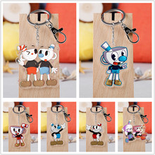 10 pcs/lot Anime Cuphead Acrylic Keychain Toy Mugman Figure Bag Pendant Double sided Key Ring Gifts 2024 - buy cheap