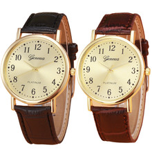 Женские и мужские кварцевые часы с кожаным ремешком в стиле ретро, аналоговые кварцевые наручные часы из сплава 2024 - купить недорого