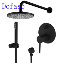 Dofaso Brass Bathroom Black Shower Set Faucet Ceiling Wall Shower Arm Diverter Mixer Handheld Spray Sets 8" Rian Shower head 2024 - buy cheap