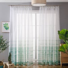 Cortinas de tul con degradado de gasa para decoración del hogar, visillo de tul de color verde y amarillo para ventanas, sala de estar, dormitorio y cocina, color gris 2024 - compra barato