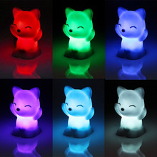 Lovely Fox Shape Colorful LED Night Light Decoration Lamp 7 Changing Colors Birthday Gift Home Decoration#X 2024 - buy cheap