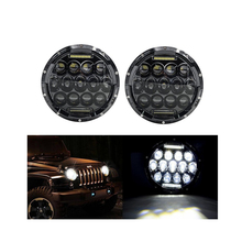 1 Pair Round 7inch LED Headlight 75w Hi/Low with Angel Eyes DRL Black Silver LED Headlight for Wrangler JK TJ Hummer Motorcyecle 2024 - buy cheap