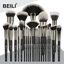 Набор профессиональных натуральных кистей для макияжа BEILI Black, 25 шт., тени для век, подводка для бровей, консилер, кисти для макияжа 2024 - купить недорого